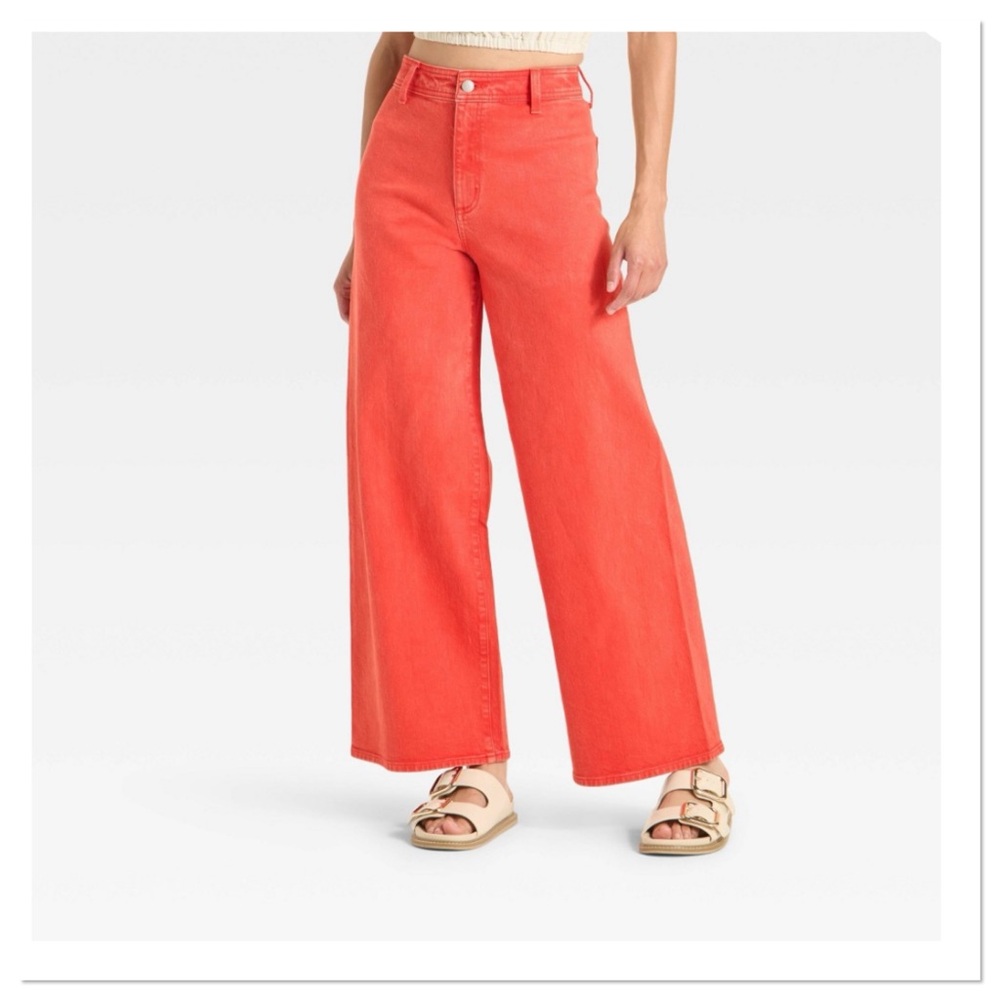 Women’s High Rise Sailor Wide Leg Ankle Jeans Universal Thread Red
